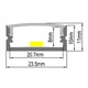 Hliníkový profil AS3 pre viacero LED pasikov, povrchový, s difúzorom, 1m