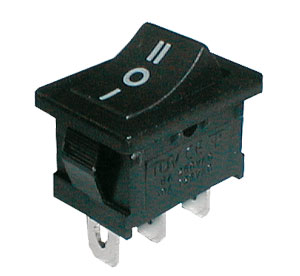 Přepínač kolébkový     3pol./3pin  ON-OFF-ON 250V/6A černý