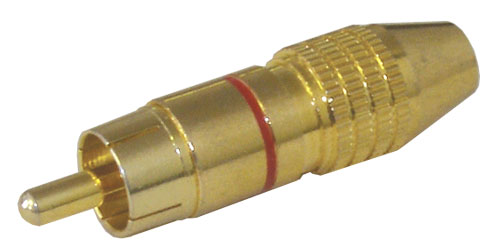Konektor CINCH kabel kov zlatý pr.5-6mm červený