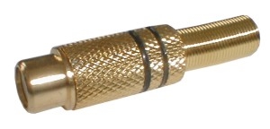 Zdířka CINCH kabel kov zlatá černá
