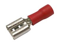 Zdířka faston 6.3mm ,vodič 0.5-1.5mm  červená