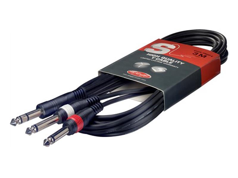 Kabel STAGG JACK stereo/2xJACK stereo 3m
