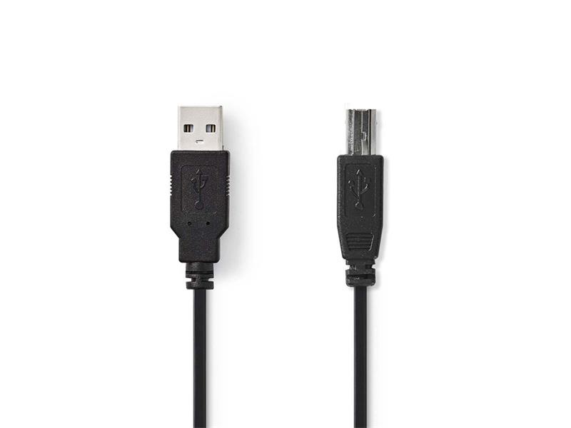 Kabel USB 2.0 A konektor/USB 2.0 B zdířka 2m Nedis CCGP60100BK30