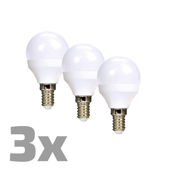 Levně Žárovka LED E14 6W miniGLOBE bílá teplá ECOLUX SOLIGHT WZ433-3 3ks