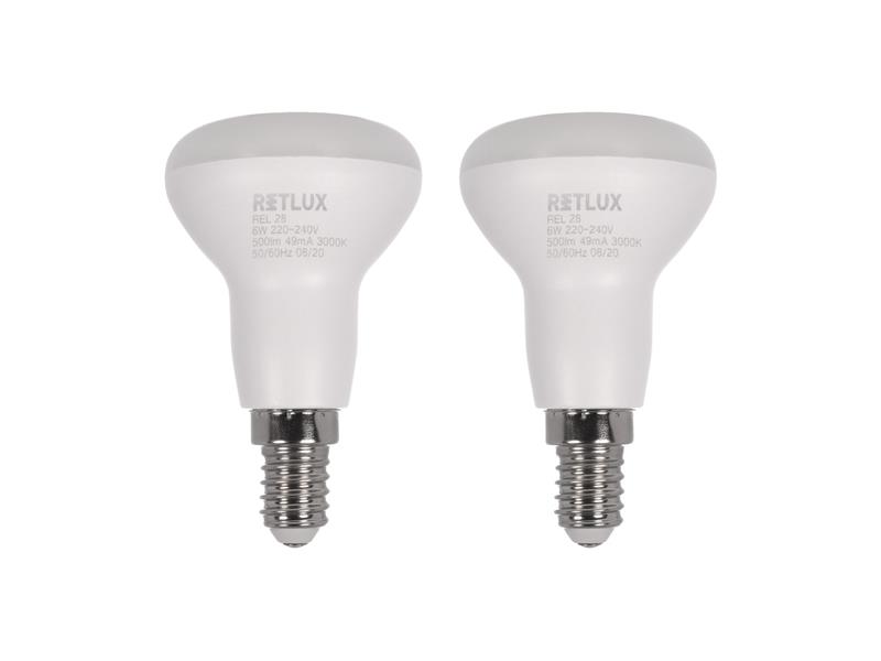 Žárovka LED E14  6W R50 bílá teplá RETLUX REL 28 2ks