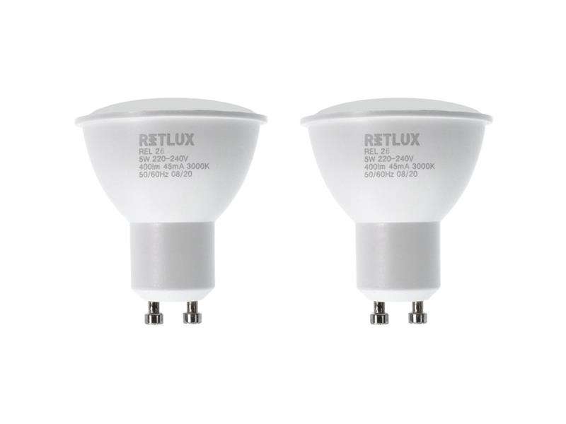Žárovka LED GU10  5W bílá teplá RETLUX REL 26 2ks