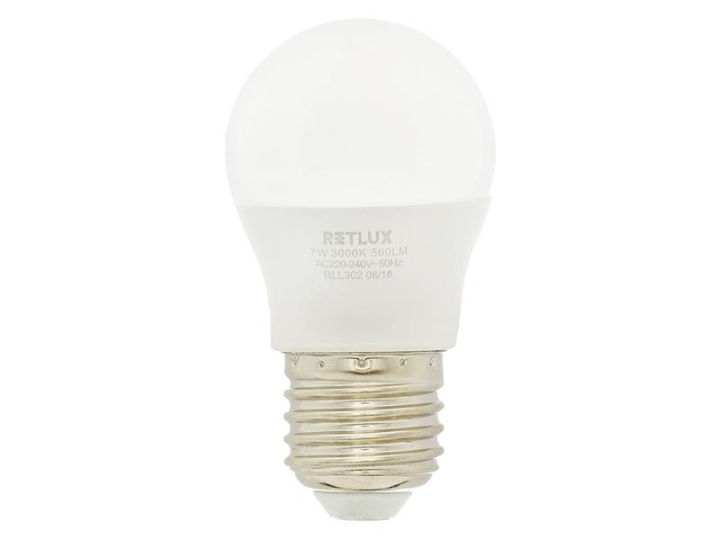 Žárovka LED E27 7W miniGLOBE bílá teplá RETLUX RLL 302