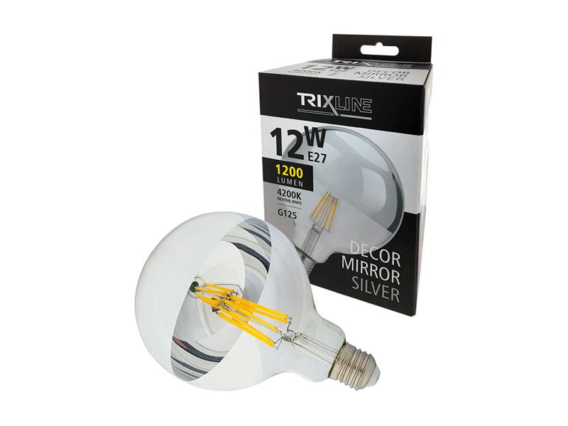 Žiarovka LED E27 12W biela prírodná TRIXLINE Decor Mirror G125 Silver