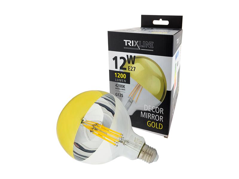 Žiarovka LED E27 12W biela prírodná TRIXLINE Decor Mirror G125 Gold