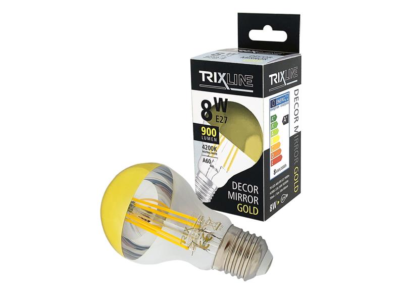 Žiarovka LED E27 8W biela prírodná TRIXLINE Decor Mirror A60 Gold