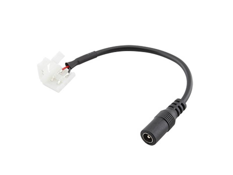 Kabel pro LED pásek napájecí 10mm 5050 s konektory, 2p + DC 5,5x2,1mm zásuvka, 15 cm