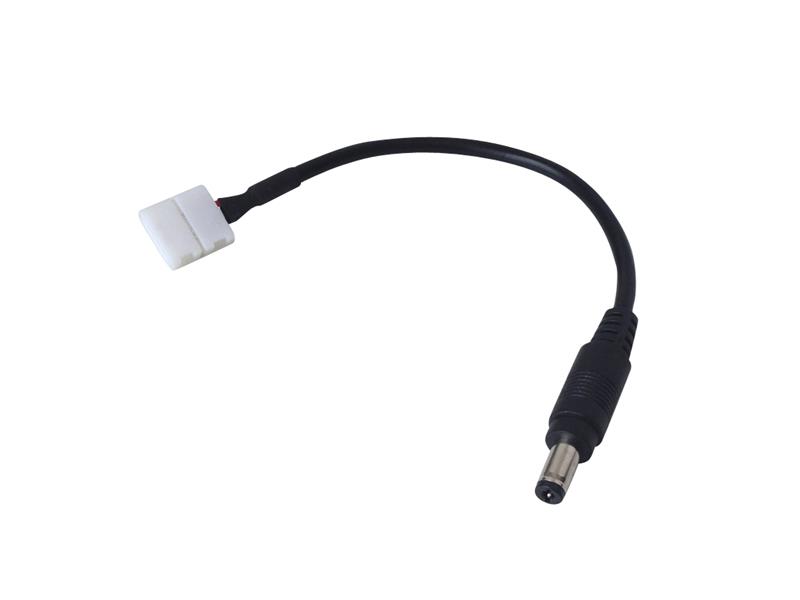 Kabel pro LED pásek napájecí 10mm 5050 s konektory, 2p + DC 5,5x2,1mm vidlice, 15 cm