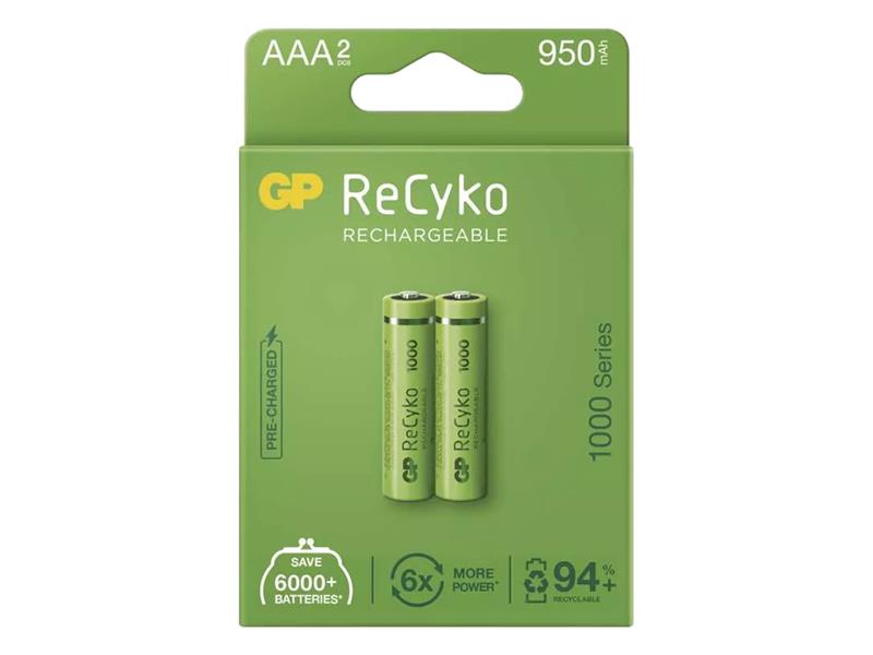 Baterie AAA (R03) nabíjecí 1,2V/950mAh GP Recyko  2ks