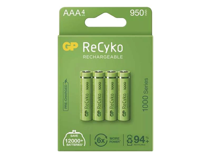 Baterie AAA (R03) nabíjecí 1,2V/950mAh GP Recyko  4ks