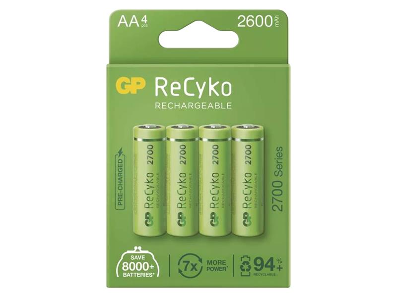 Baterie AA (R6) nabíjecí 1,2V/2600mAh GP Recyko  4ks