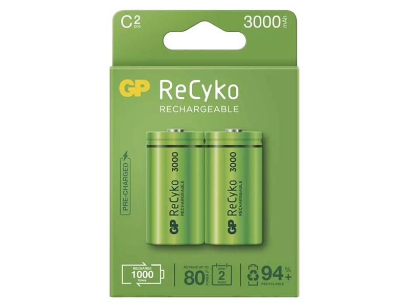 Baterie C (R14) nabíjecí 1,2V/3000mAh GP Recyko  2ks