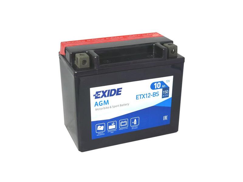 Baterie motocyklová 12V/10Ah EXIDE ETX12-BS