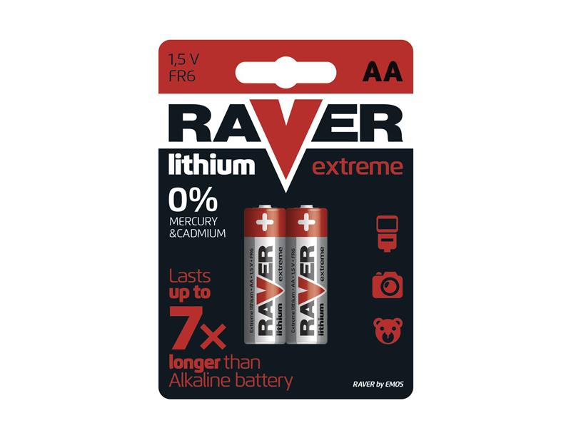 Baterie lithiová AA R6 1,5V RAVER  2ks