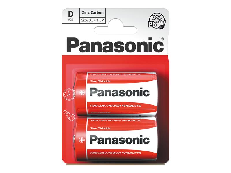Baterie D (R20) Zn-Cl PANASONIC Red 2ks / blistr
