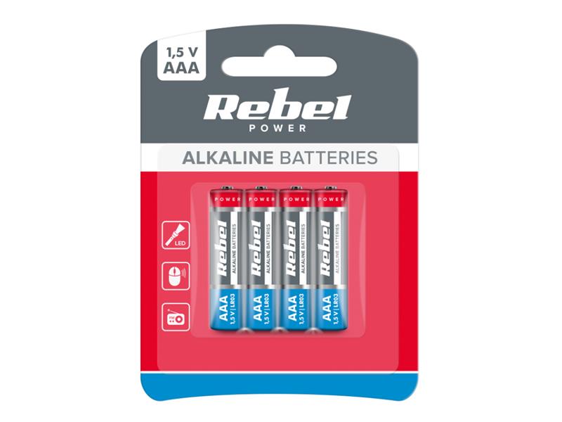Baterie AAA LR03 alkalická REBEL Alkaline Power 4ks / blistr BAT0060B