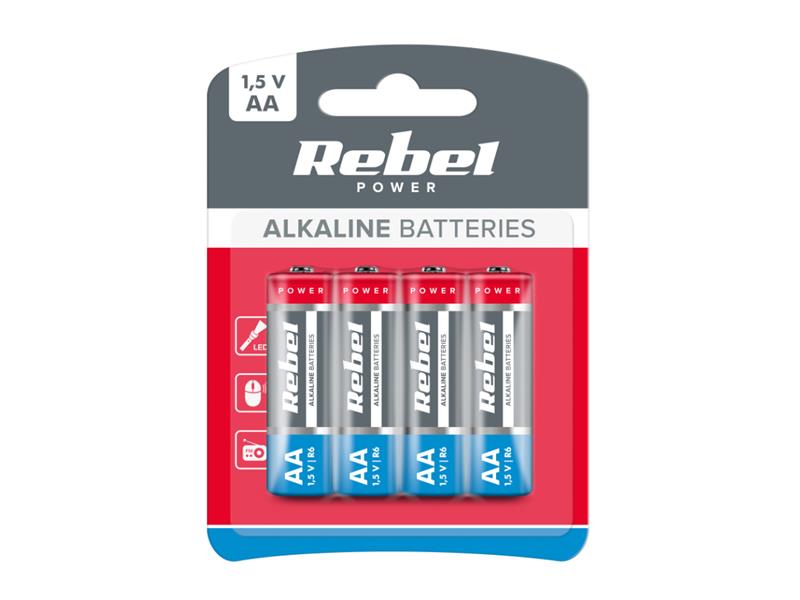 Baterie AA LR6 alkalická REBEL Alkaline Power 4ks / blistr BAT0061B