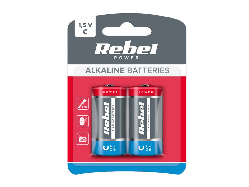 Baterie C (R14) alkalická REBEL Alkaline Power 2ks / blistr BAT0063B