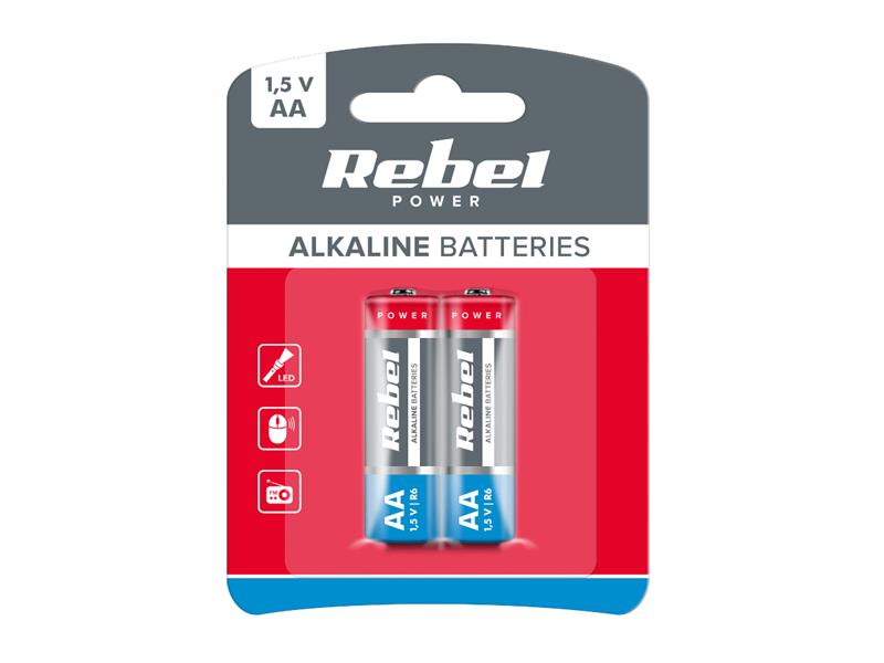Baterie AA (R6) alkalická REBEL Alkaline Power 2ks / blistr BAT0067B