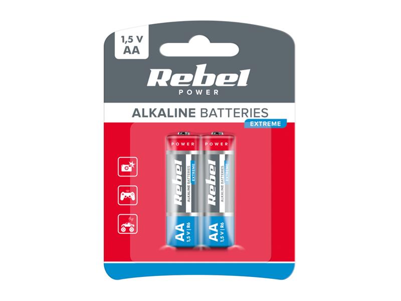Baterie AA (R6) alkalická REBEL EXTREME Alkaline Power 2ks / blistr BAT0091B