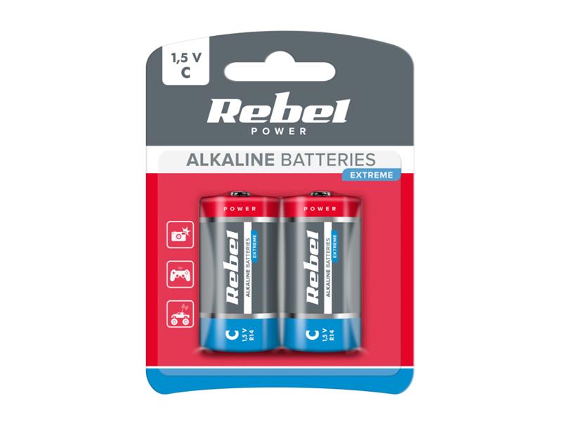 Baterie C (R14) alkalická REBEL EXTREME Alkaline Power 2ks / blistr BAT0093B