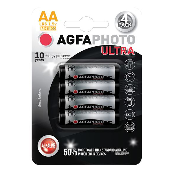 Baterie AA (LR6) alkalická AGFAPHOTO Ultra 4ks / blistr