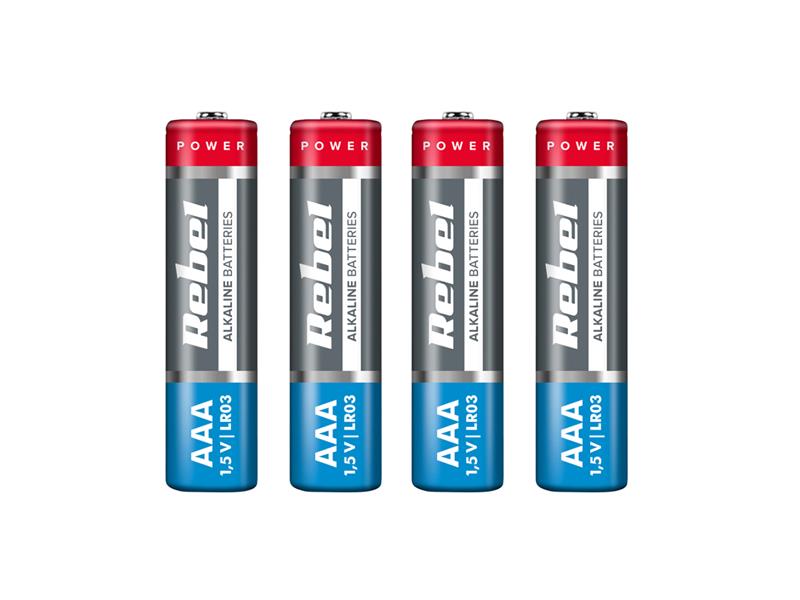 Baterie AAA (R03) alkalická REBEL Alkaline 4ks / shrink BAT0060
