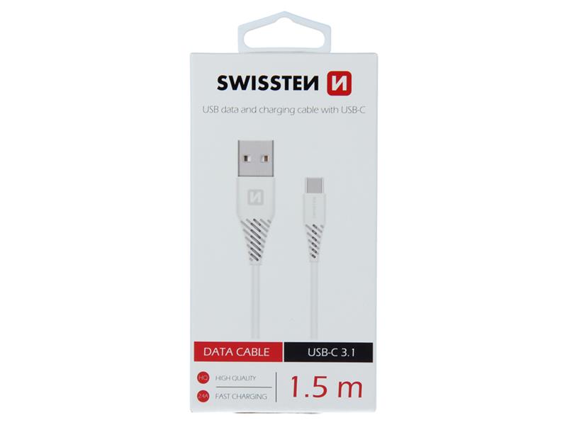 Kabel SWISSTEN 71504400 USB/USB-C 3.1, 1,5m bílý
