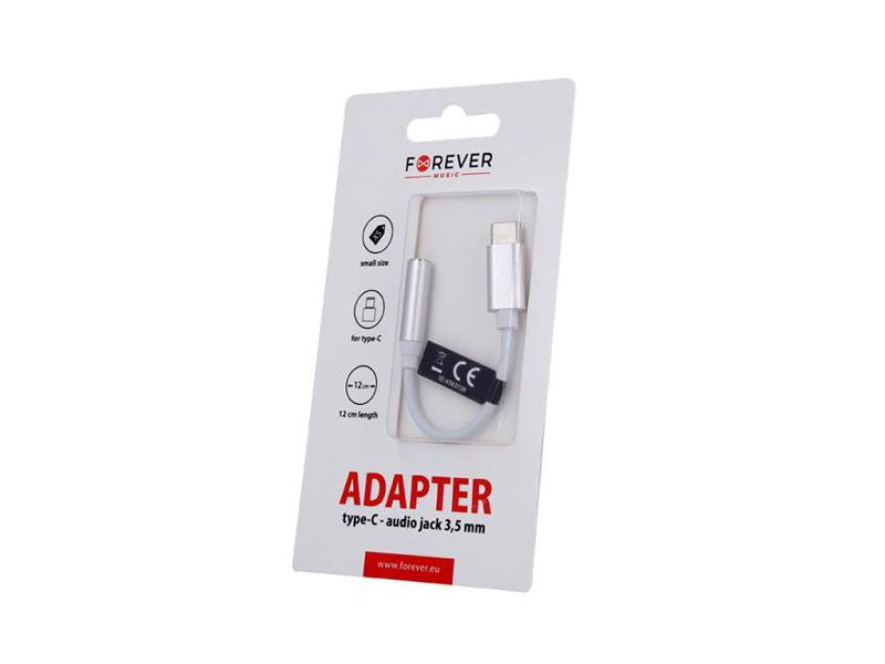 Adaptér USB-C na JACK 3,5mm (pro poslech hudby) FOREVER WHITE