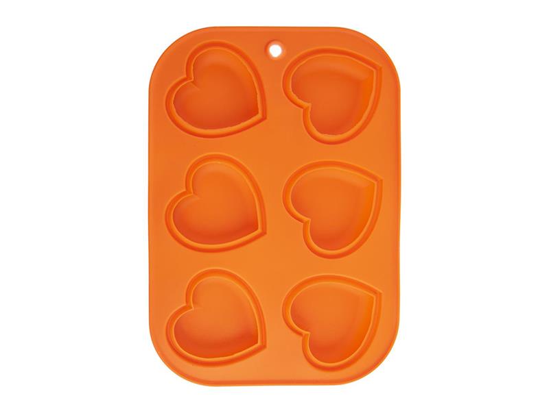 Forma na pečení ORION Muffiny Srdce 6 silikon oranžová