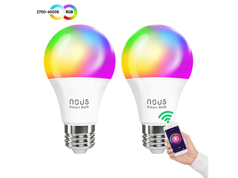 Smart sada LED žárovek E27 9W RGB NOUS P3/2pack WiFi Tuya