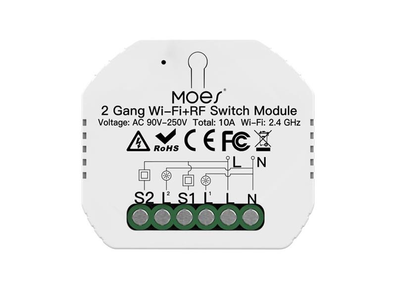 Smart ovladač osvětlení MOES MS-104B 2-kanálový WiFi Tuya
