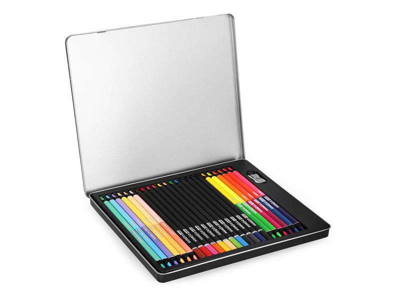 Pastelky EASY Creative trojhranné klasické a oboustranné 24ks / 36 barev v kovové krabičce