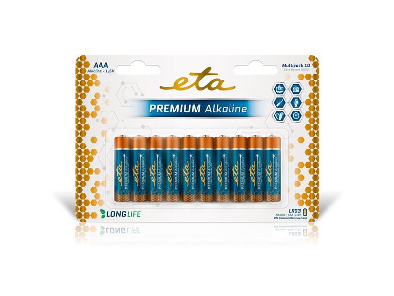 Baterie AAA (LR03) alkalická ETA ETAR03PREM10 10ks / blistr