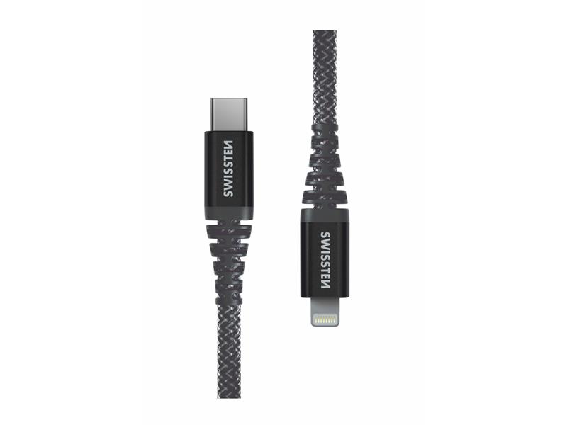 Kabel SWISSTEN 71544010 Kevlar USB-C/Lightning 1,5m Antracit