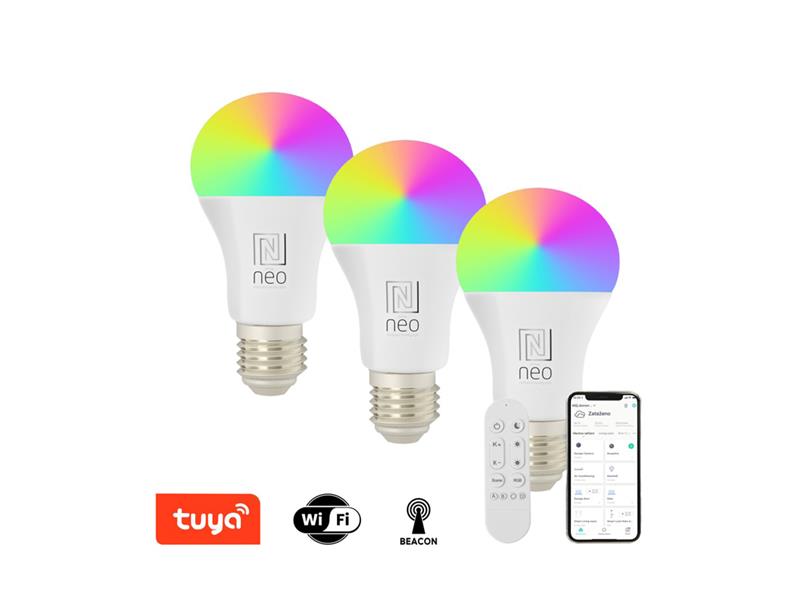 E-shop Smart LED žiarovka E27 11W RGB+CCT IMMAX NEO 07733CDO WiFi Tuya sada 3ks