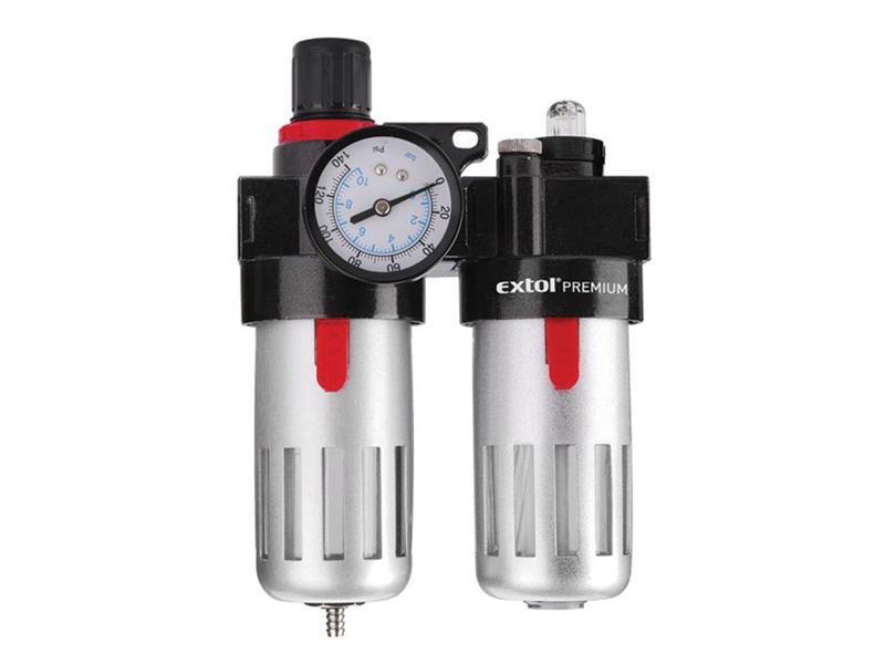 Regulátor tlaku s filtrem a manometrem a přimazávačem oleje EXTOL PREMIUM 8865105