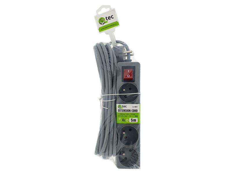 Prodlužovací kabel 4 zásuvky 5m QTEC Q-404F s vypínačem