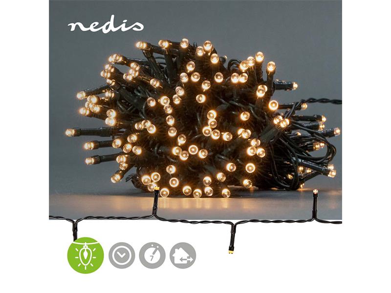 Obrázok Nedis Nedis CLBO192 - LED Vianočná reťaz 192xLED/7 funkcií/3xAA 14,9m IP44 teplá biela NE0517