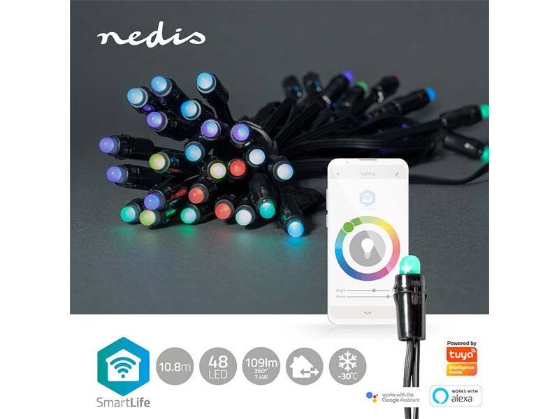 Levně Smart LED vánoční řetěz NEDIS WIFILP01C48 10,8m WiFi Tuya