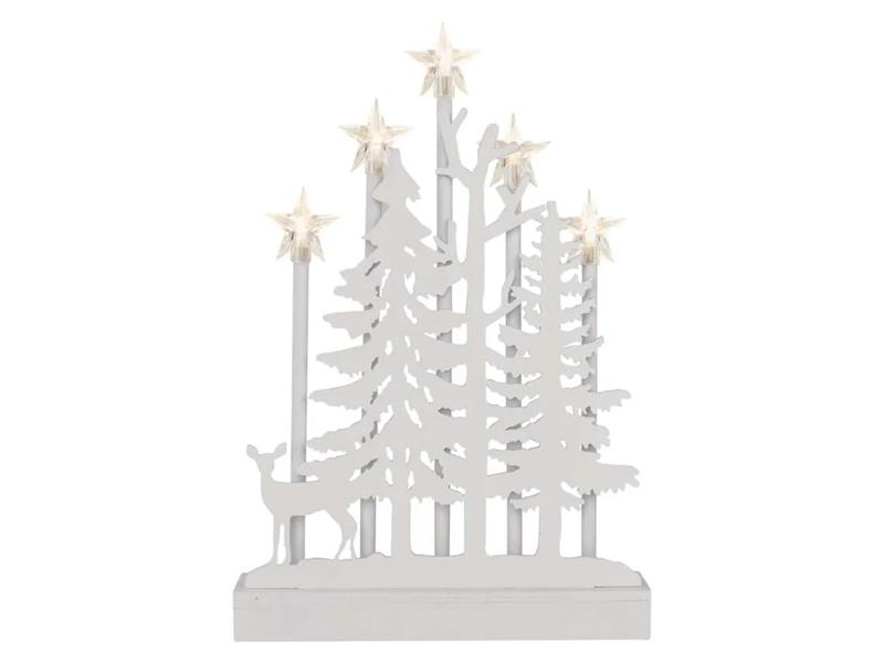 Dekorace vánoční EMOS DCAW13 dřevěná – les s hvězdami, 35,5 cm