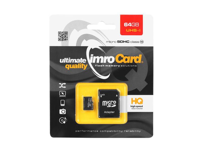 Paměťová karta IMRO Micro SD 64GB Cl10 s adaptérem