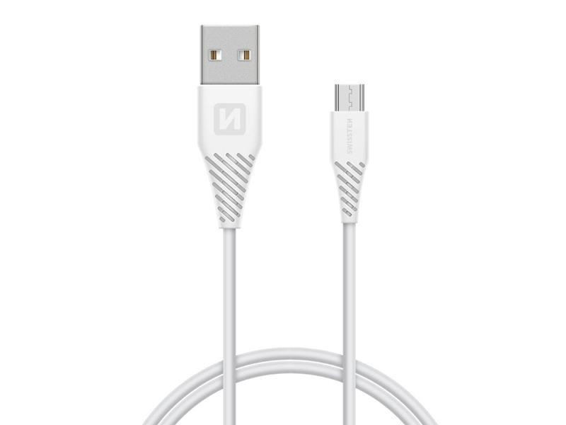 Kabel SWISSTEN USB/Micro USB 1,5m bílý (delší konektor 9mm)