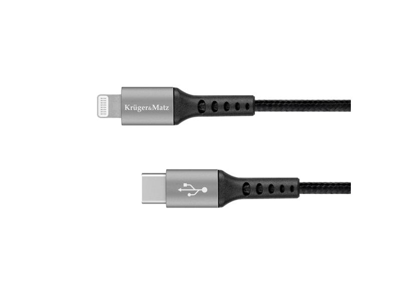 Kabel KRUGER & MATZ KM1267 USB-C/Lightning C94 MFi 1m Black - rozbaleno - poškozený obal