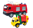 Fire trucks and garbage trucks