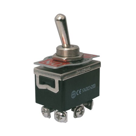 Toggle switch  3pol./6pin  ON-OFF-ON 250V/10A (screws)